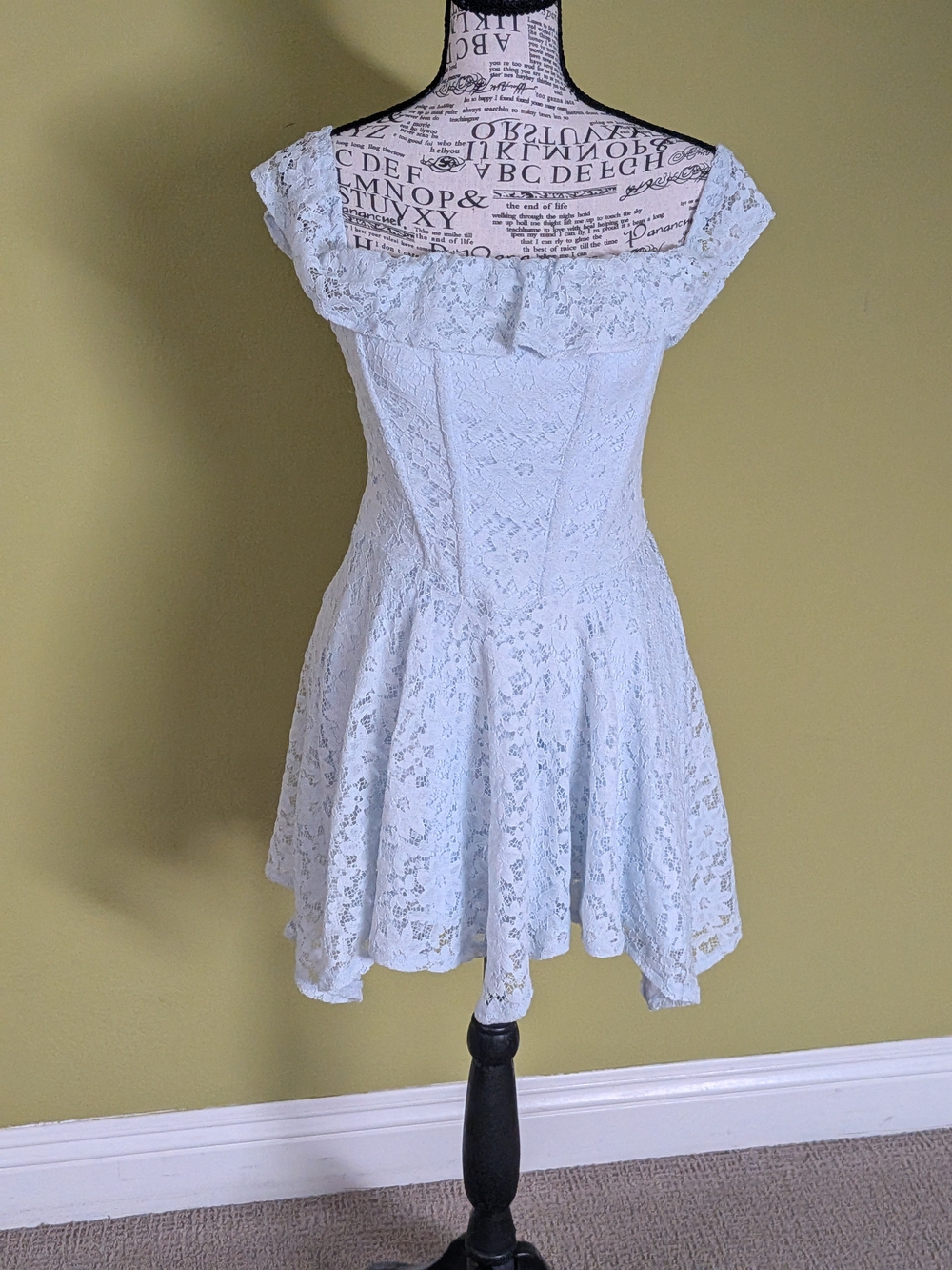 Light Blue Lace Off-Shoulder Fit & Flare Dress